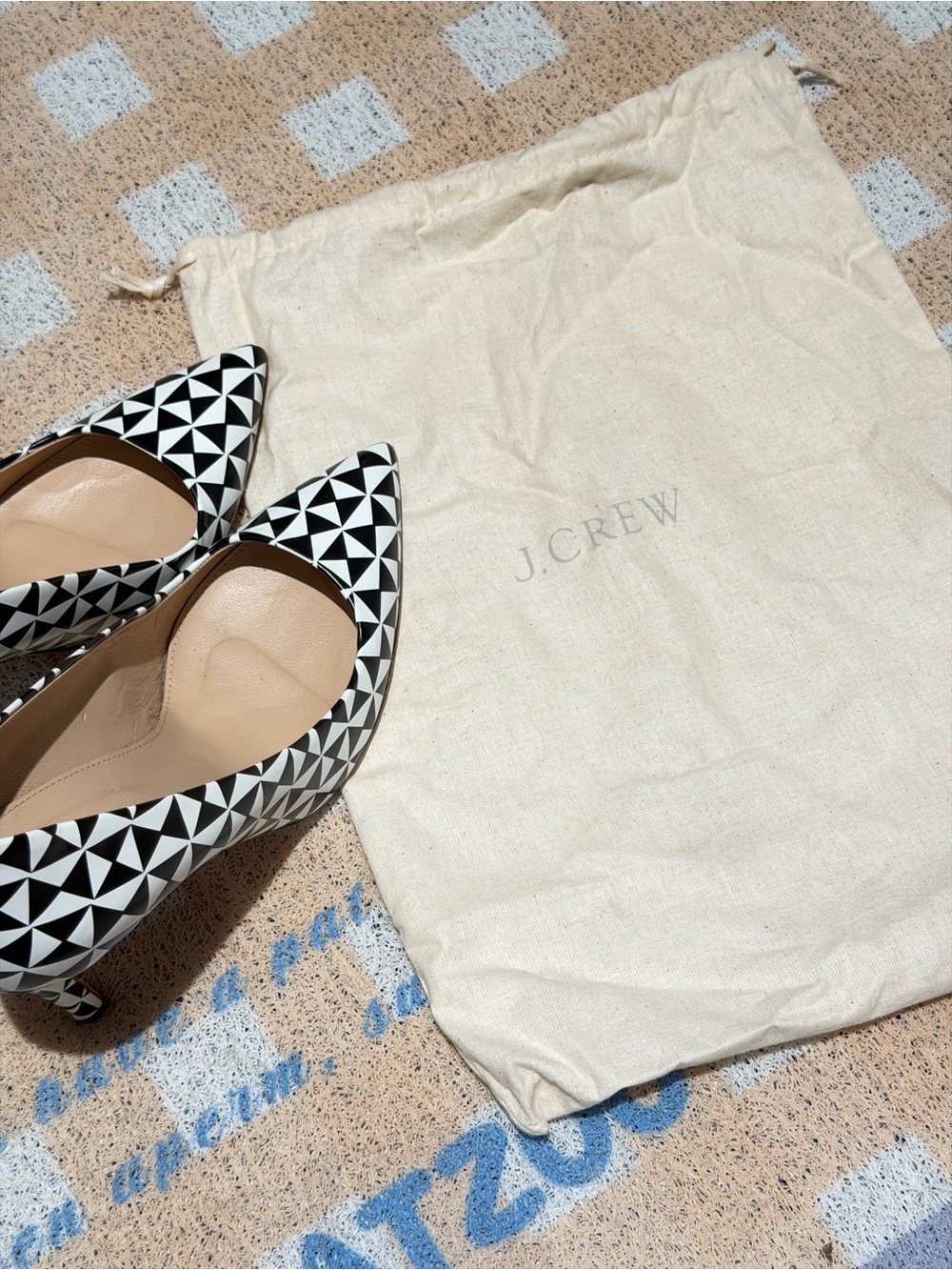 J. Crew Black & White Geometric Pointed Flats